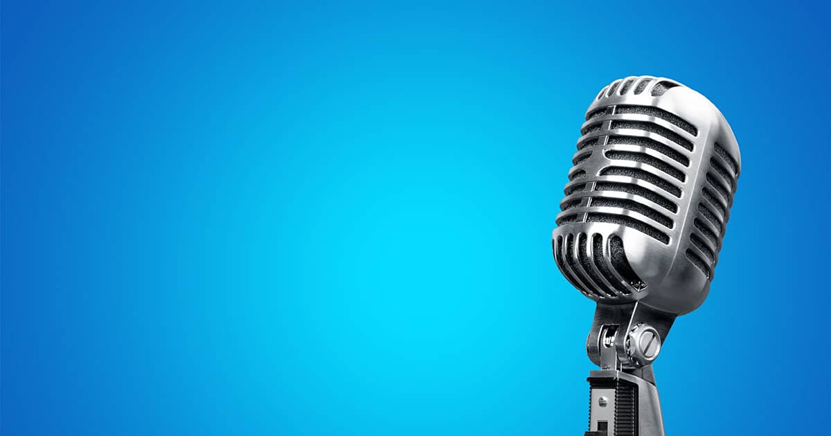 microphone on a blue background